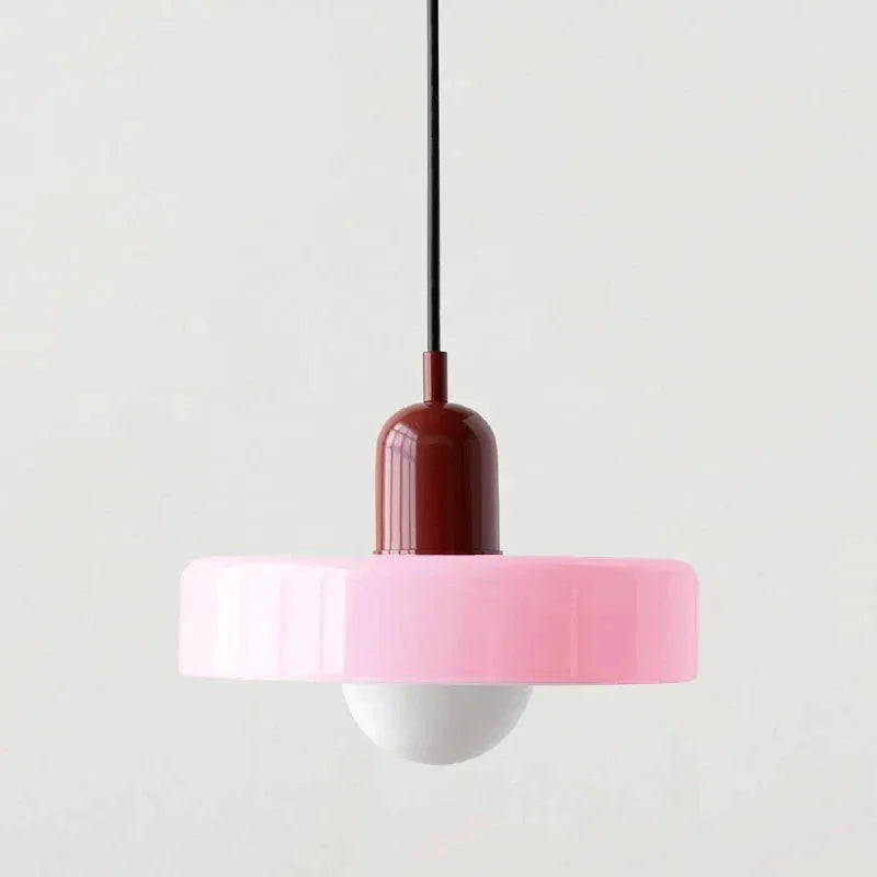 Pink1 Body Color Retro Glass Pendant Light E27 Socket for Home Decor