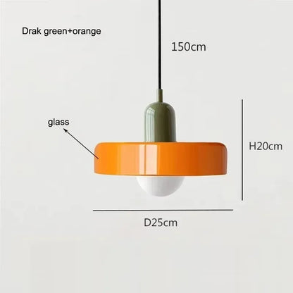 Orange3 Body Color Retro Glass Pendant Light E27 Socket for Home Decor