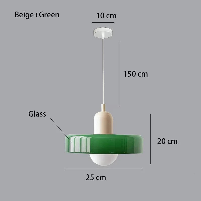 Green2 Body Color Retro Glass Pendant Light E27 Socket for Home Decor