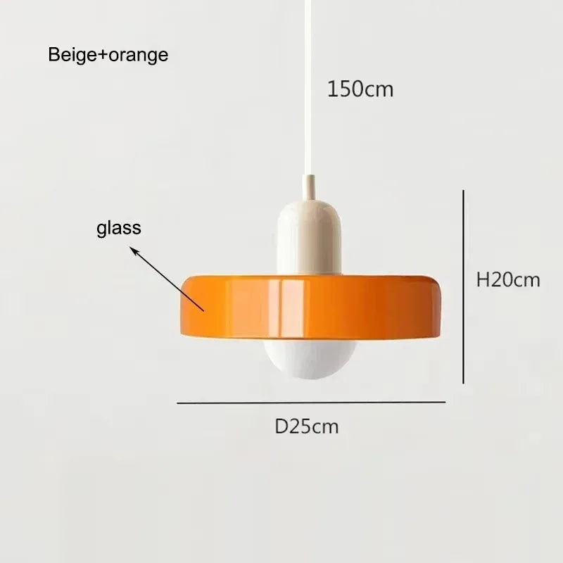 Orange4 Body Color Retro Glass Pendant Light E27 Socket for Home Decor
