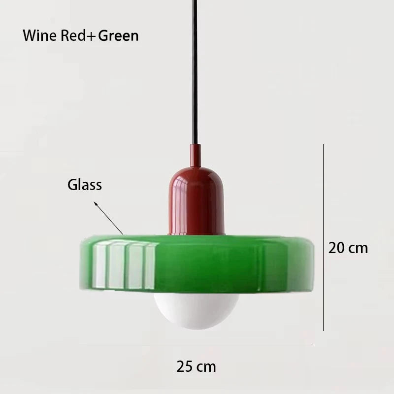 Green1 Body Color Retro Glass Pendant Light E27 Socket for Home Decor