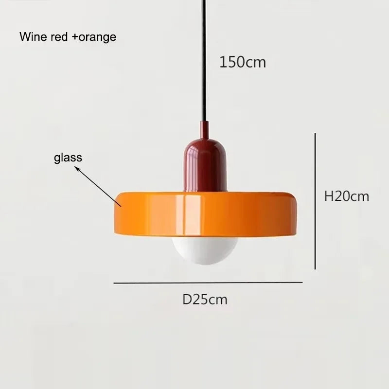 Orange1 Body Color Retro Glass Pendant Light E27 Socket for Home Decor