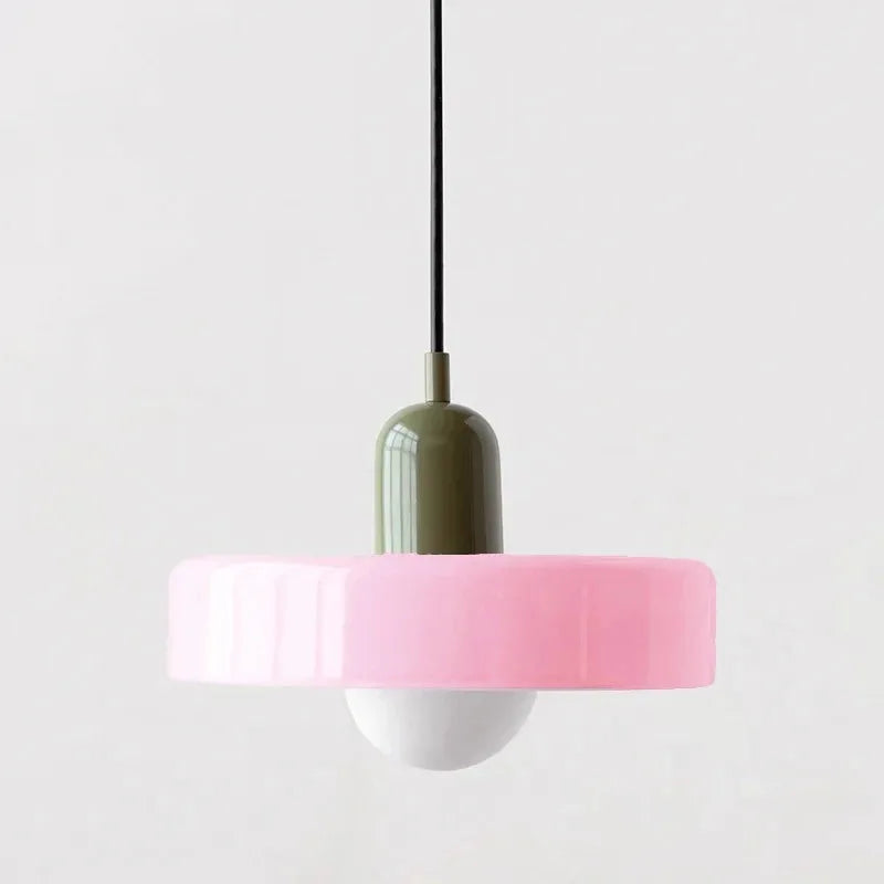 Pink3 Body Color Retro Glass Pendant Light E27 Socket for Home Decor