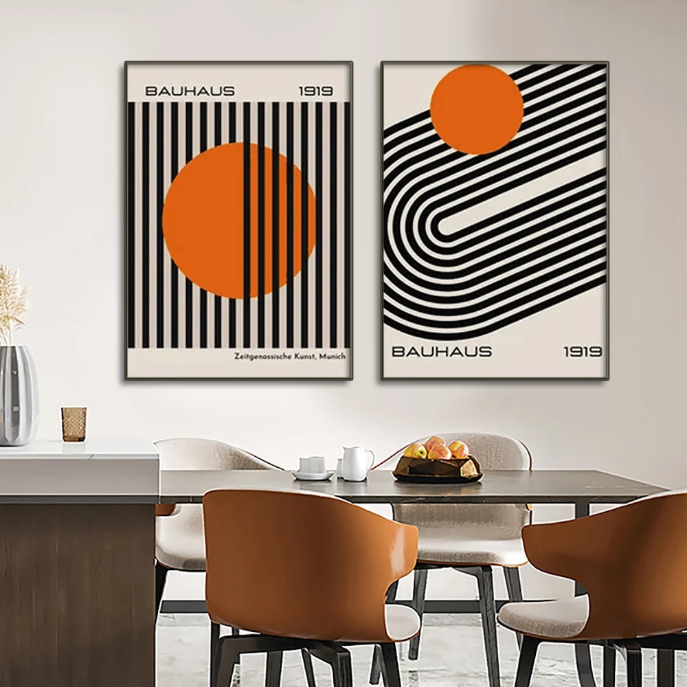 Mid-Century Abstract Geometric Canvas Wall Art Print