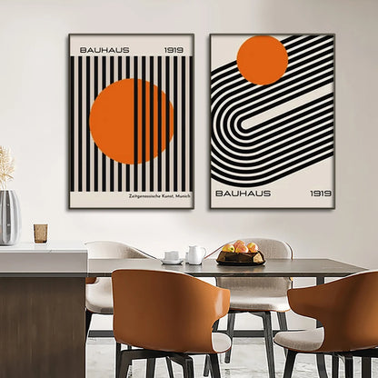 Mid-Century Abstract Geometric Canvas Wall Art Print